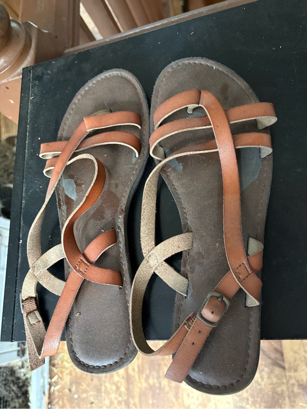 Women's Brown Leather Strappy Sandals
